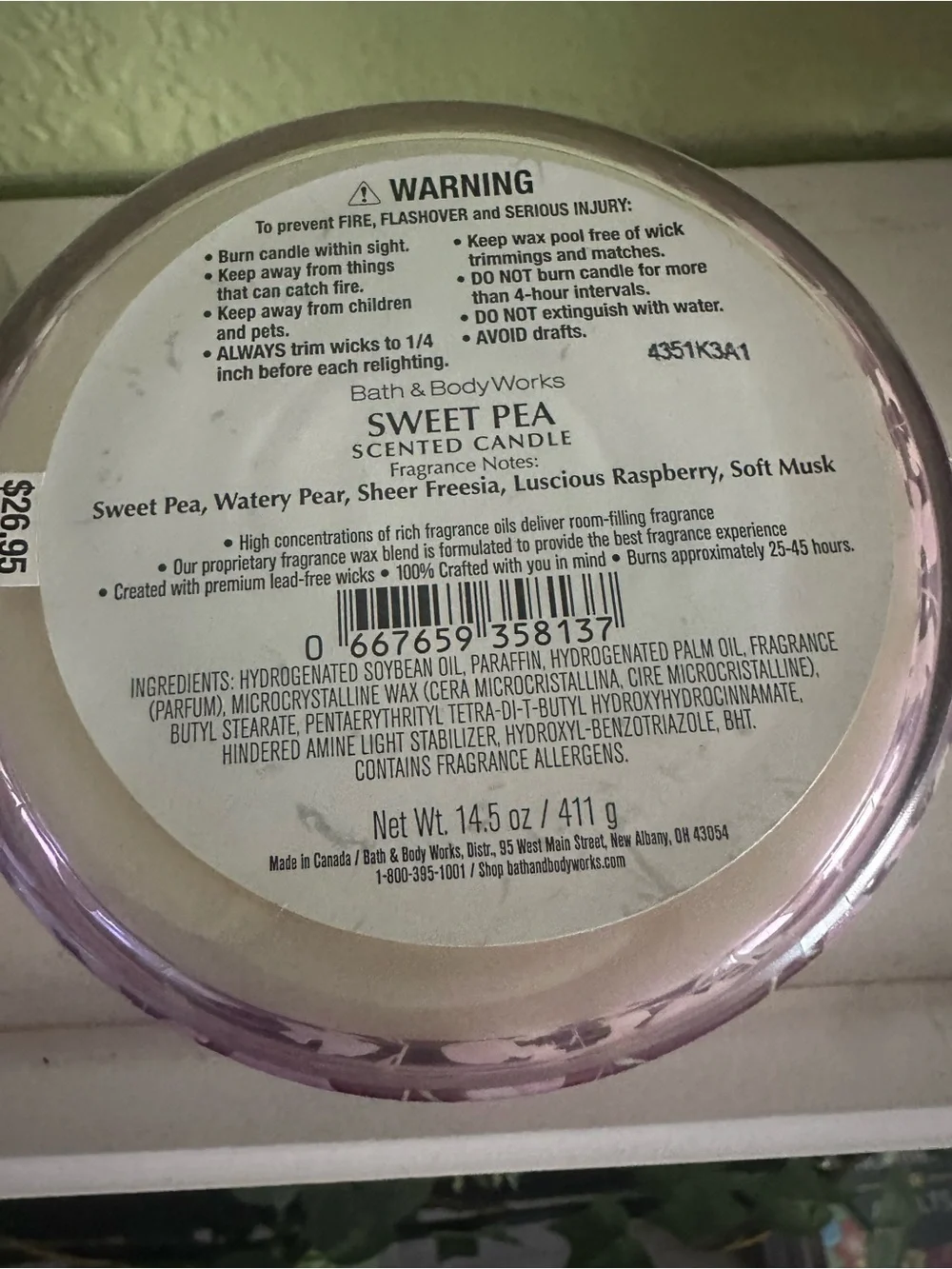 Bath & Body Works Sweet Pea Scented Candle Bundle X2 Pink